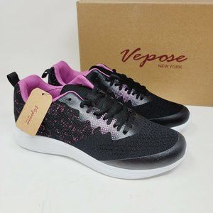 Vepose Women's Running Shoes Black/Purple Casual Sneakers Size 8